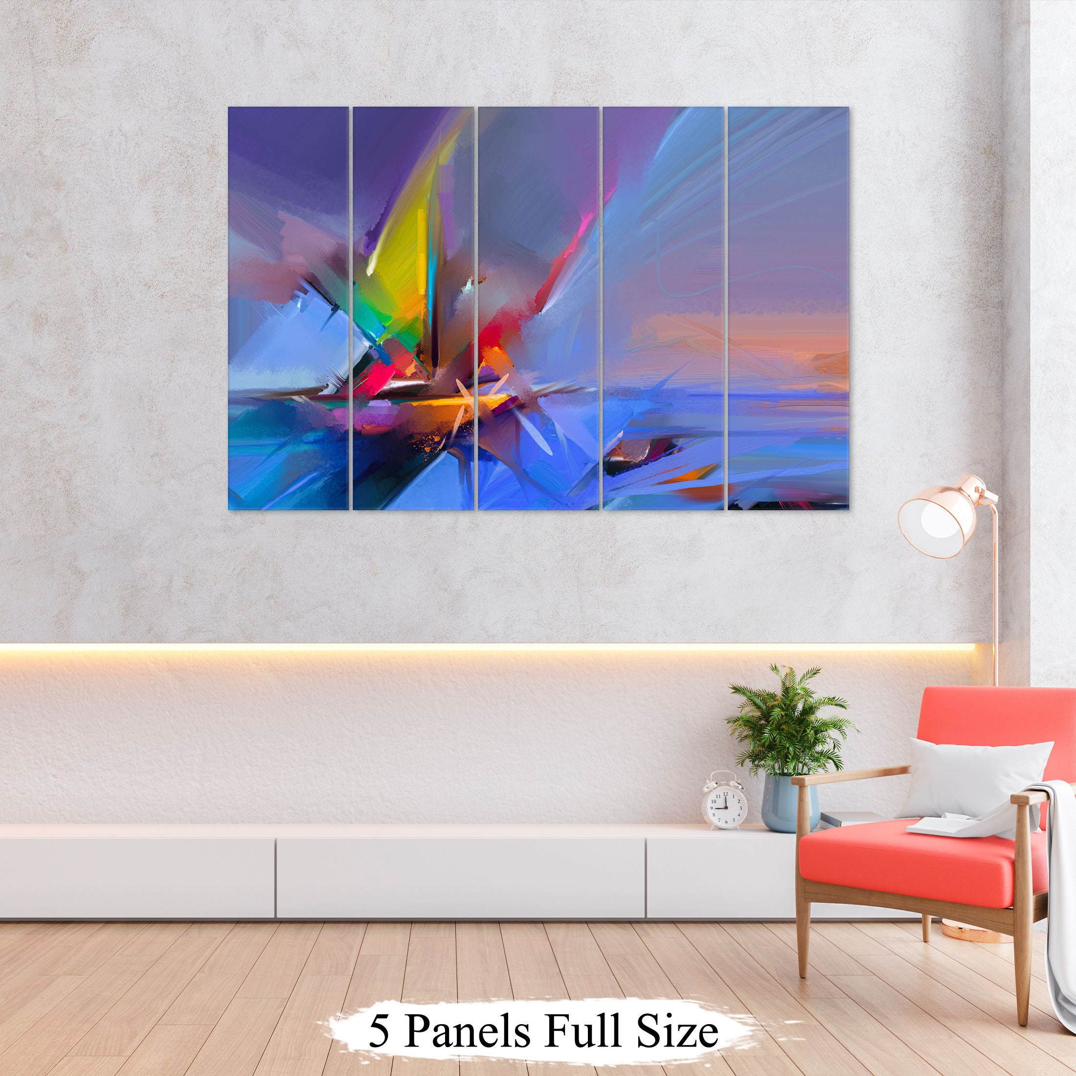 Large Trendy Wall Art Blue Wall Decor Abstract Wall Art Etsy UK