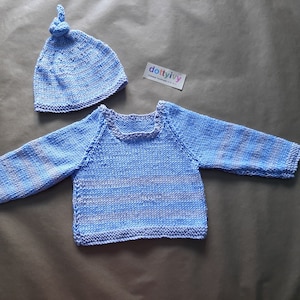 Super soft cotton hand knitted jumper with matching hat