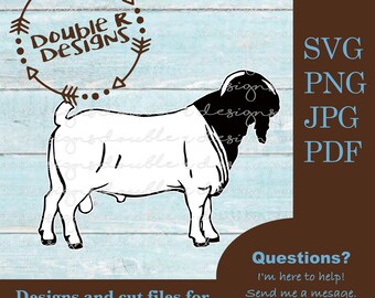 Zuid-Afrikaanse boer Buck Goat SVG: Cricut, silhouetgesneden bestanden (PDF, JPG)