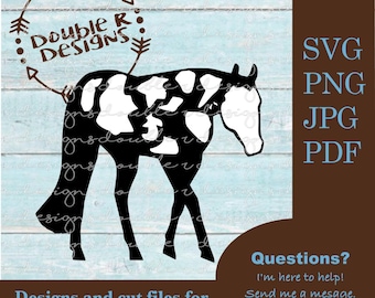 Paint Horse Clip Art SVG-bestanden, Cricut, silhouet, pdf, jpg, apha, Pleasure Horse