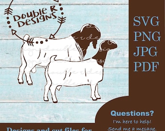 South African Boer Buck and Doe Goat SVG: Cricut, Silhouette Cut Files (PDF, JPG)