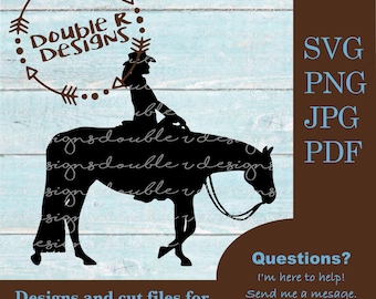 Western Horse Riding Clip Art, SVG, PDF, JPG (Digital Download)