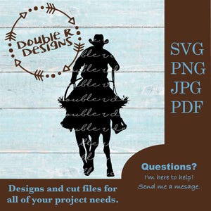 Cowboy Riding Quarter Horse SVG, Ranch Trail Rider Clipart (PDF, JPG)