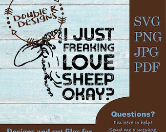 I Love Sheep SVG: Funny Sheep Clip Art (Digital Download)