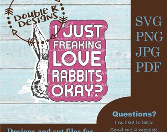 I Love Rabbits SVG: Funny Rabbit Clip Art (Digital Download)