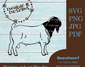 Zuid-Afrikaanse Boer Buck Show Goat SVG: Cricut, silhouetgesneden bestanden (PDF, JPG)
