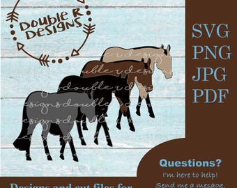 Pleasure Horse Clip Art: Quarter Horse SVG, PDF, JPG (4-Pack)