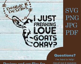 Ik hou van geiten SVG-bestand: melkgeit illustraties (digitale download)