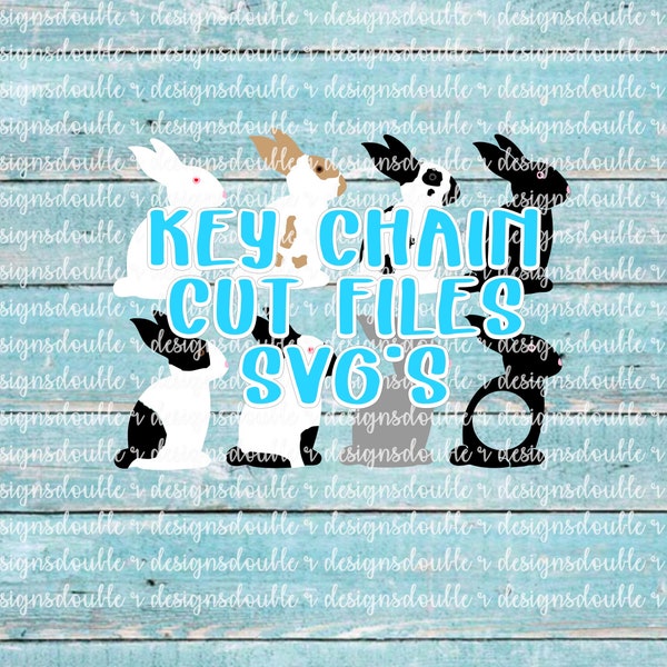 Rabbit Keychain SVG Cut Files  Sized for 3" Acrylic Keychains.