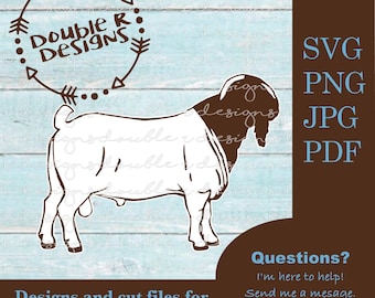 Zuid-Afrikaanse boer Buck Goat SVG: Cricut, silhouetgesneden bestanden (PDF, JPG)