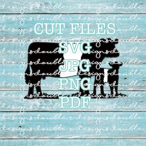 Belted Galloway Kuh-Kälbchen-Paar, Schaurind, Beltie Cattle Ranch-Datei für den kleinen geschäftlichen und persönlichen Gebrauch, Cricut, Silhouette, SVG, PDF, JPG