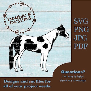 Paint Horse SVG, Ranch Horse Clipart, APHA Tobiano (Digital Download)