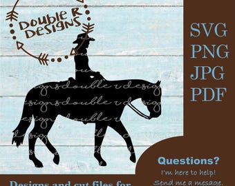 Western Horse Rider Clip Art, SVG, PDF, JPG (Digital Download)