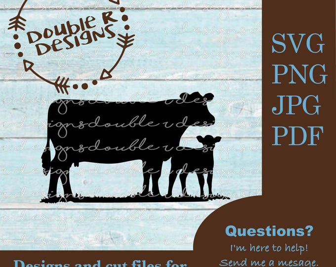 Cow and Calf SVG, Ranch Cattle, Cricut, Silhouette (PDF, JPG) - Etsy