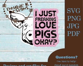 I Love Pigs SVG Cut File: Pig Silhouette Clipart (Digital Download)