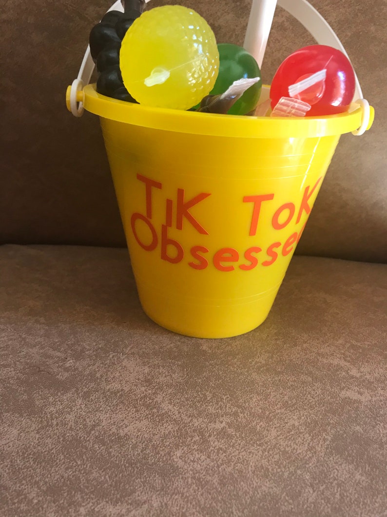 Tik tok obsessed beach bucket with Tik tok fruit shaped jelly Etsy