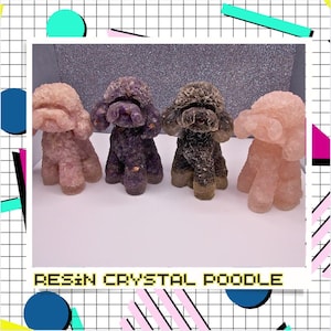 Resin Crystal Chip Poodle| French Poodle Kunzite| Black Obsidian| Amethyst| Rose Quartz| Resin Figurine Decor| Dog Lover