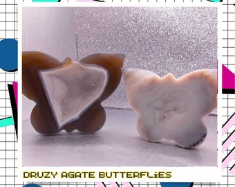 Druzy Achat Schmetterling | Stehender Schmetterling Kristall Decor | Naturstein