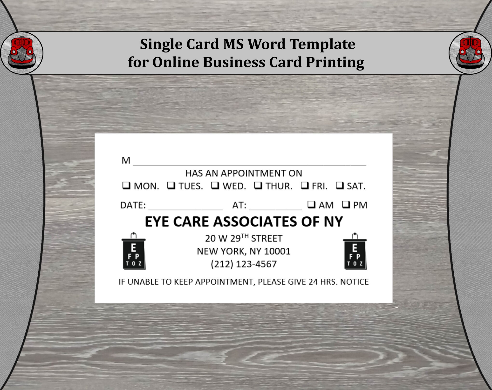 Eye Doctor Appointment Reminder Cards Customizable Instant Download