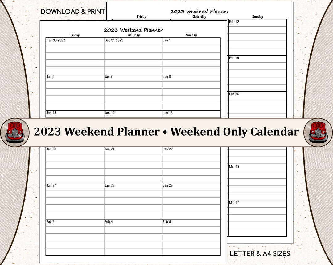 2023 Weekend Planner Weekend Only Calendar US Letter and Etsy