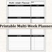 Printable Multi-week Planner Sheet US Letter and A4 Sizes Download ...
