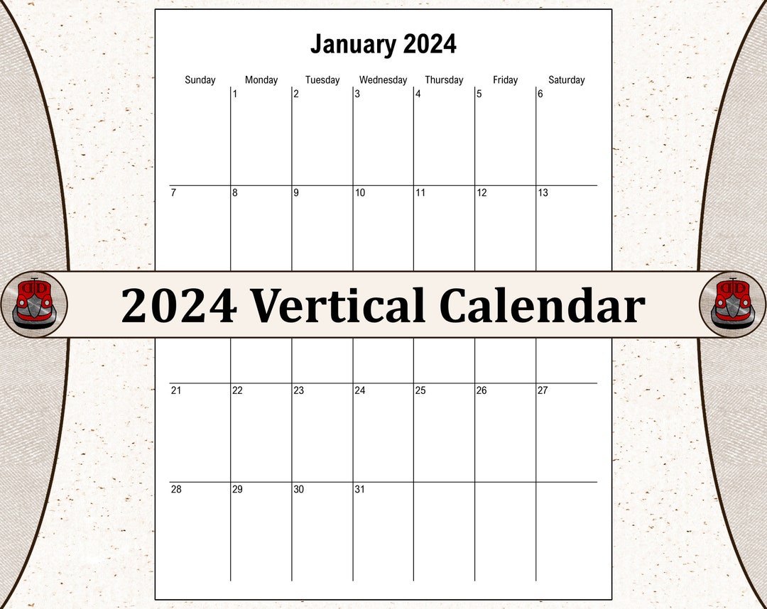 2024 Monthly Vertical Portrait Calendar Printable PDF Etsy