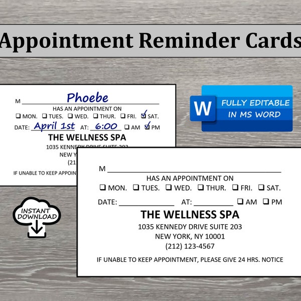 Medical Appointment Reminder Cards Etsy
