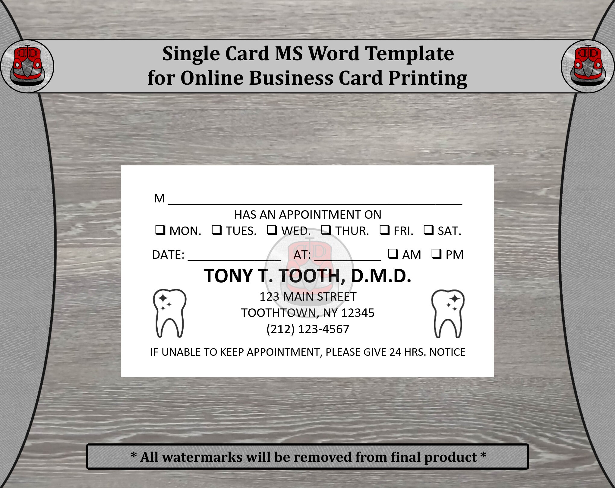 Dental Appointment Reminder Cards Customizable Instant Download Print Online or at Home With