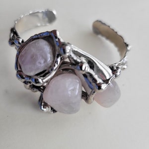 Gardenia Bracelet Alpaca Silver with Semiprecious Stones Rose quartz