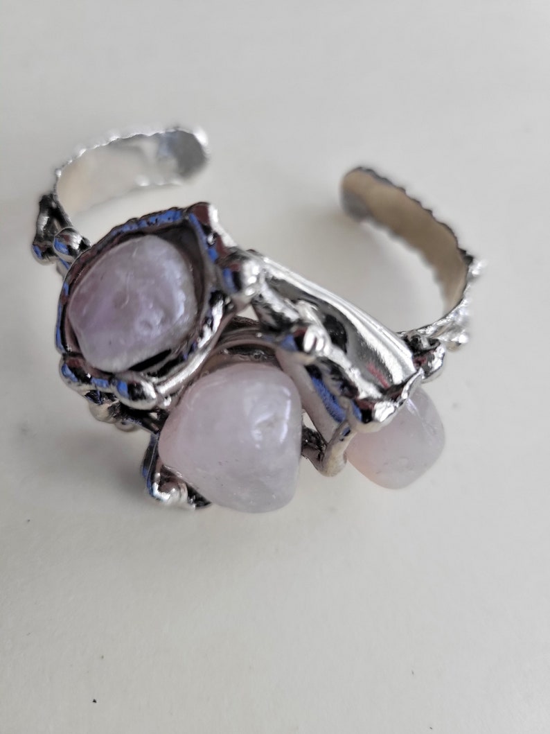 Gardenia Bracelet Alpaca Silver with Semiprecious Stones Rose quartz