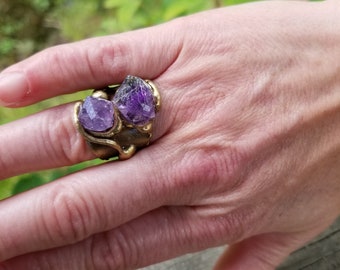 The Orchid Ring - Brass with Semiprecious Stones