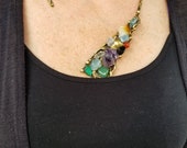 Phlox Necklace - Brass with Semiprecious Stones