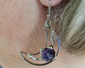 The Half Moon Earrings - Alpaca Silver with Semiprecious Stones