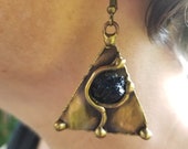 The Trillium Earrings - Brass with Semiprecious Stones