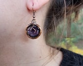 The Iris Earrings - Copper with Semiprecious Stone