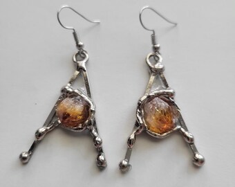 The Crocus Earrings - Alpaca Silver with Citrine