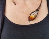 Sunflower Necklace - Copper with Semiprecious Stones
