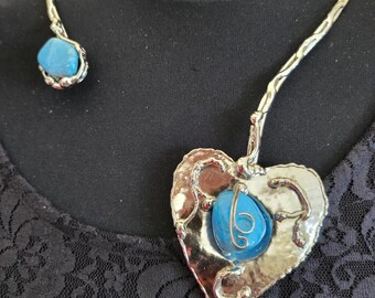 My Heart Necklace - Alpaca Silver with Semiprecious Stones