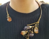 Camellia Necklace - Brass with Semiprecious Stones