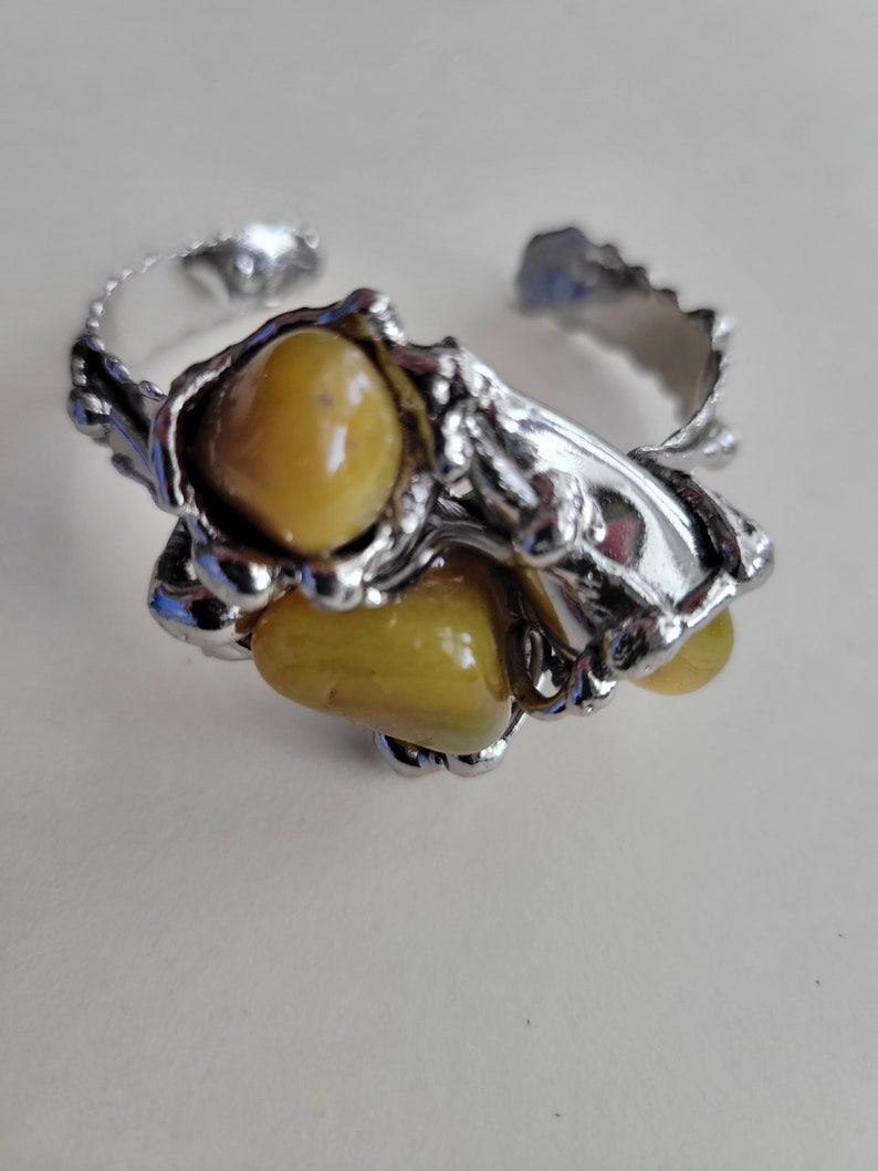 Gardenia Bracelet Alpaca Silver with Semiprecious Stones Yellow Agate