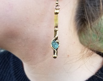 The Caladium Earrings - Brass with Semiprecious Stones