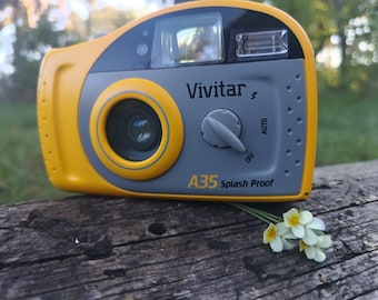 Sunny Yellow Vivitar A35 Splash Proof 35mm Film Camera • Retro Waterproof Point & Shoot • Beachcore Analog Vibes