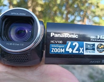 Panasonic HC-V100 Full HD Camcorder — Vintage Digital Video Camera, 34x Optical Zoom