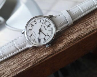 Zarya Vintage Women's Watch: USSR Retro Timepiece with New Leather Strap
