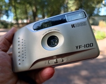 Ricoh YF-100 35mm Film Camera, Vintage Point and Shoot, Retro Compact Pocket Camera, 90s Analog Film Photography