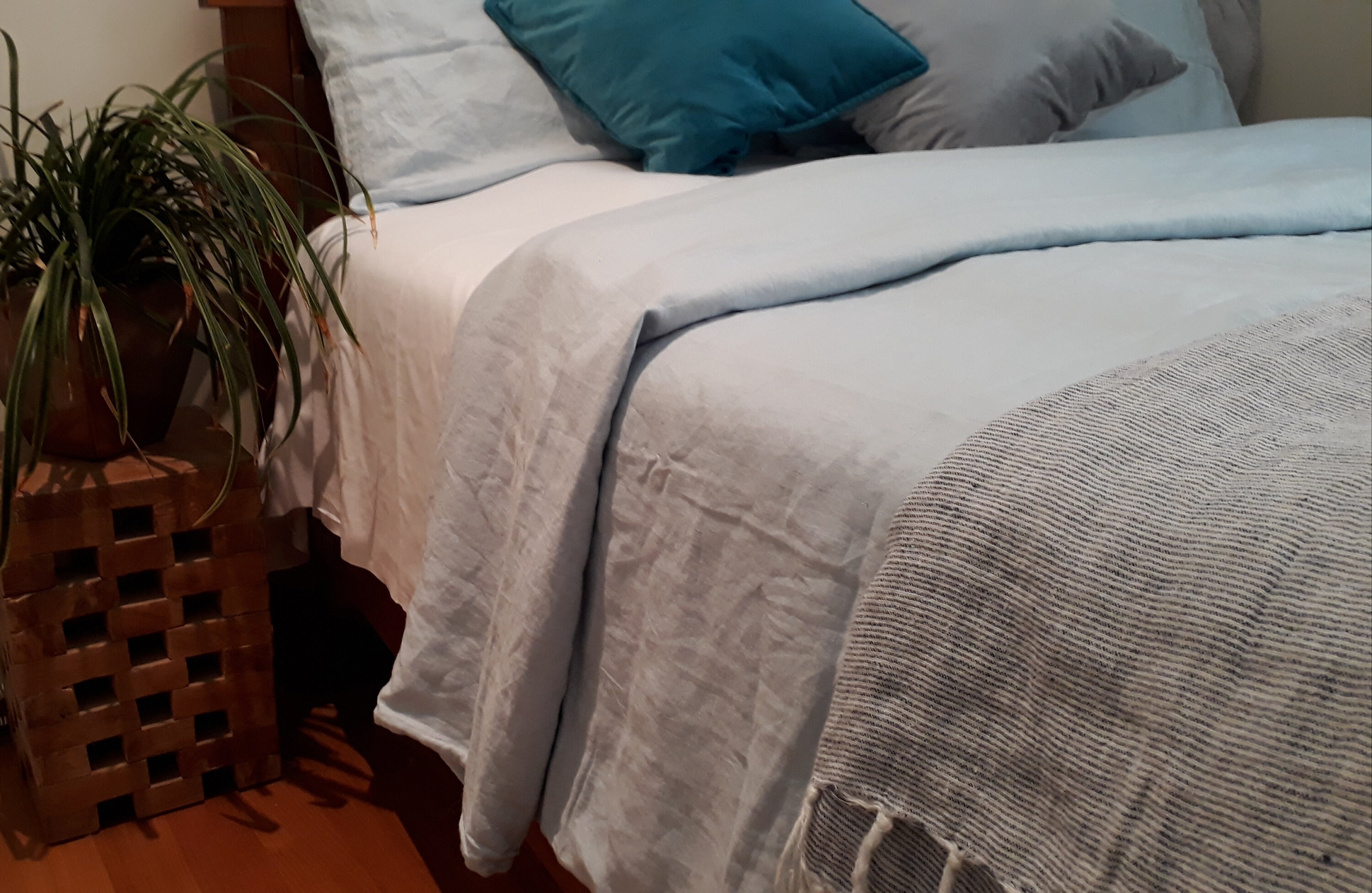 Blue Flax King Duvet Set Stunning French Blue Light Blue Etsy