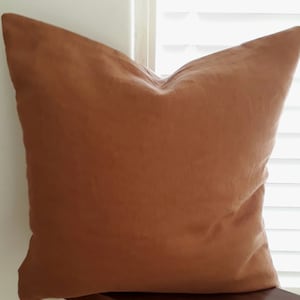 Cinnamon Cushion. Tobacco Linen Cushion Cover. Premium Thick linen. Brown Pillow, Linen Cushion Covers. Handmade. Flax cushion Linen Sham.