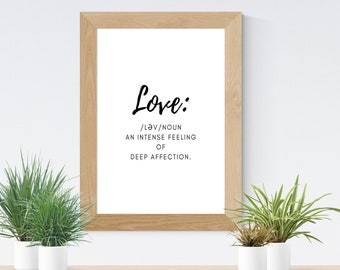 Love Digital Download Print INSTANT DOWNLOAD Definition Print Modern Home Decor Home Definition Digital Typography Art Gift Minimalist