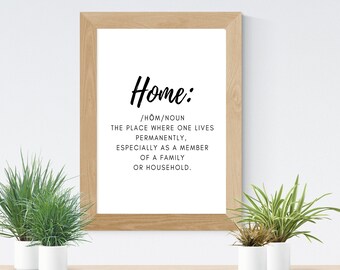 Home Digital Download Print INSTANT DOWNLOAD Definition Print Modern Home Decor Home Definition Digital Typography Art Gift Minimalist