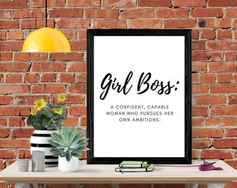 Girl Boss Digital Download Print INSTANT DOWNLOAD Definition Print Modern Home Decor Home Definition Digital Typography Art Gift Minimalist